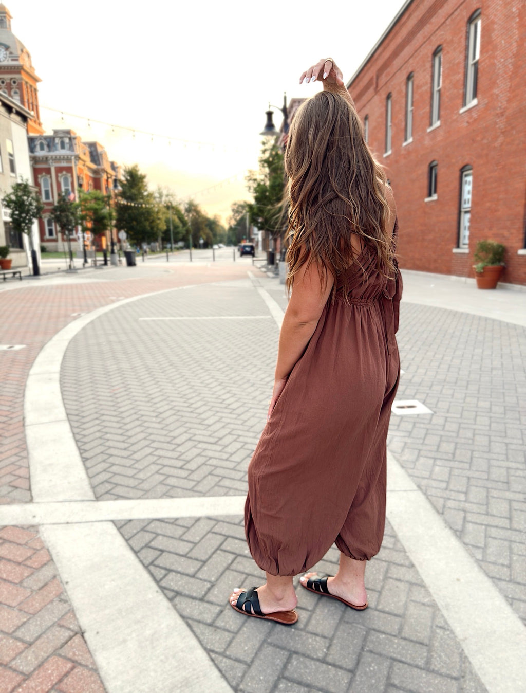 Adjustable Strap Balloon Leg Jumpsuit