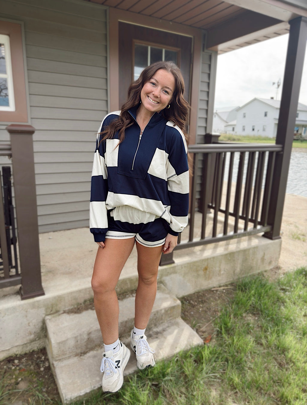 On-the-Go Striped Half-Zip Set