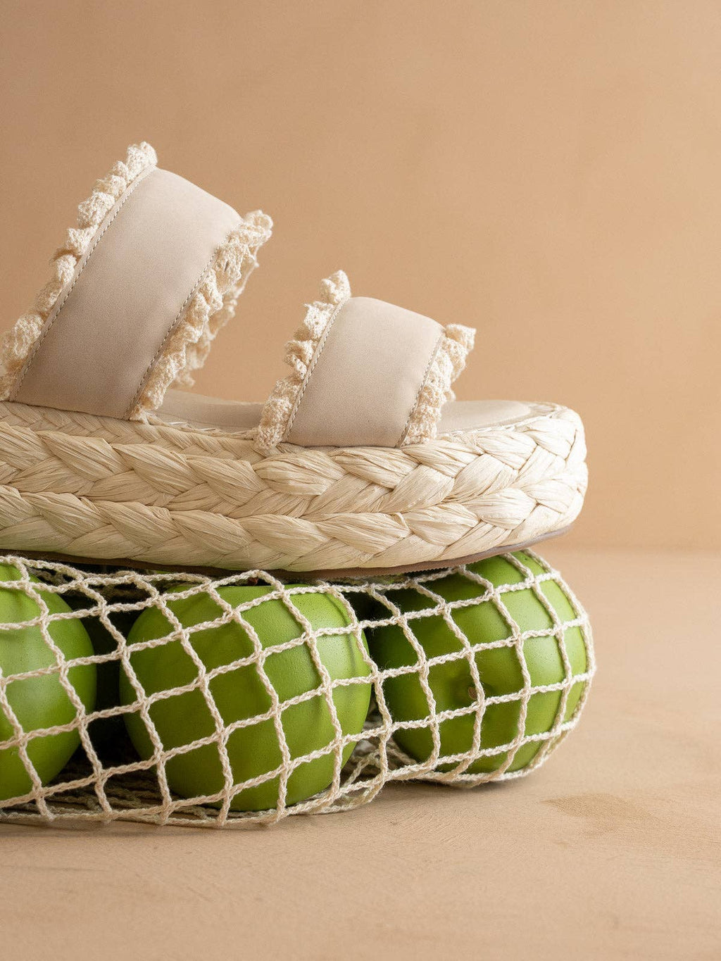 The Polly | Cream Ruffle Strap Platform Sandal