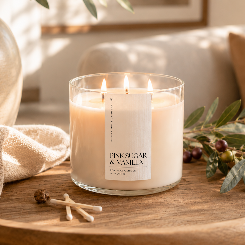 Pink Sugar & Vanilla | 15oz Soy Candle
