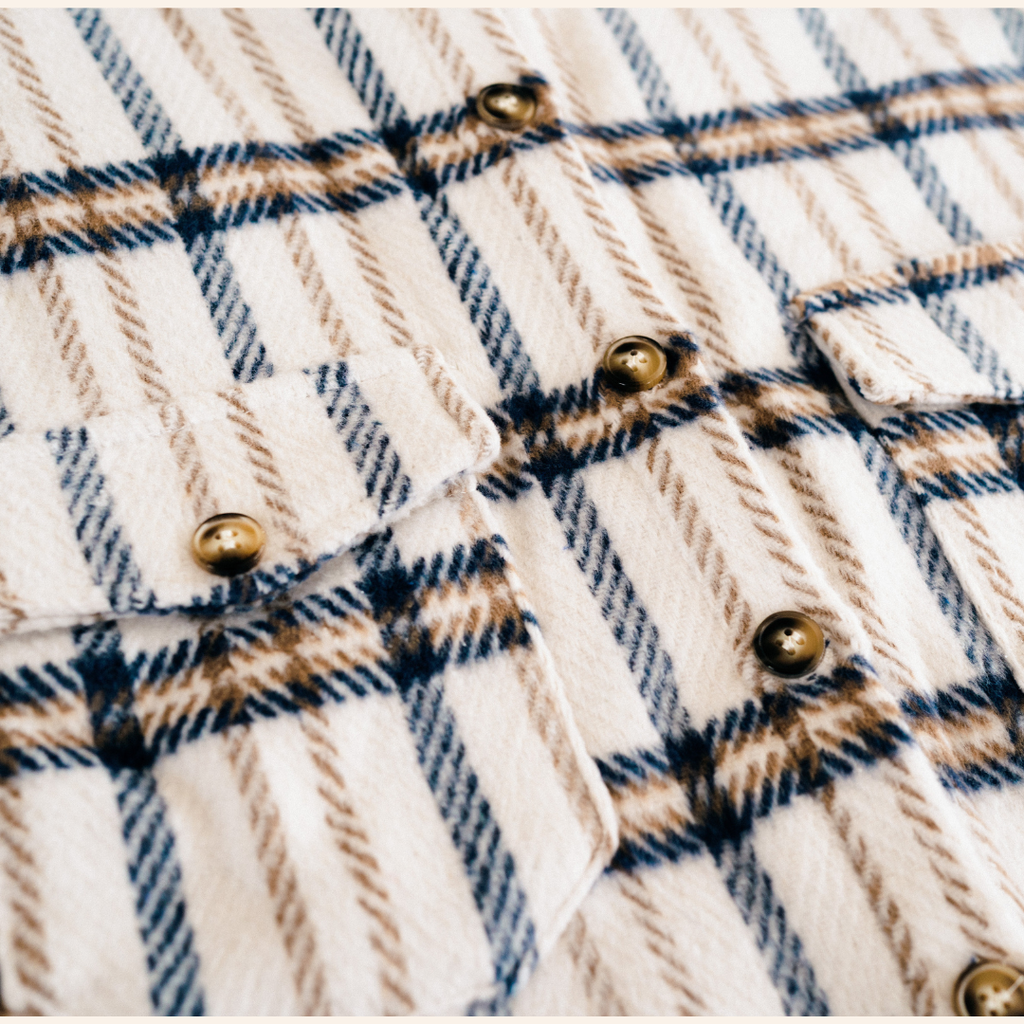 Cream & Navy Plaid Flannel