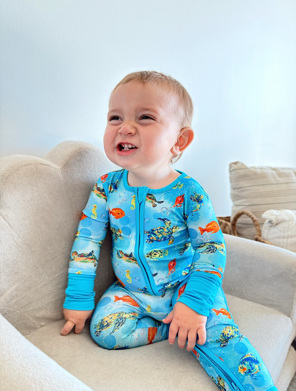 Sea Turtle Bamboo Convertible Zippy Romper
