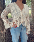 Lace Button-Down Blouse