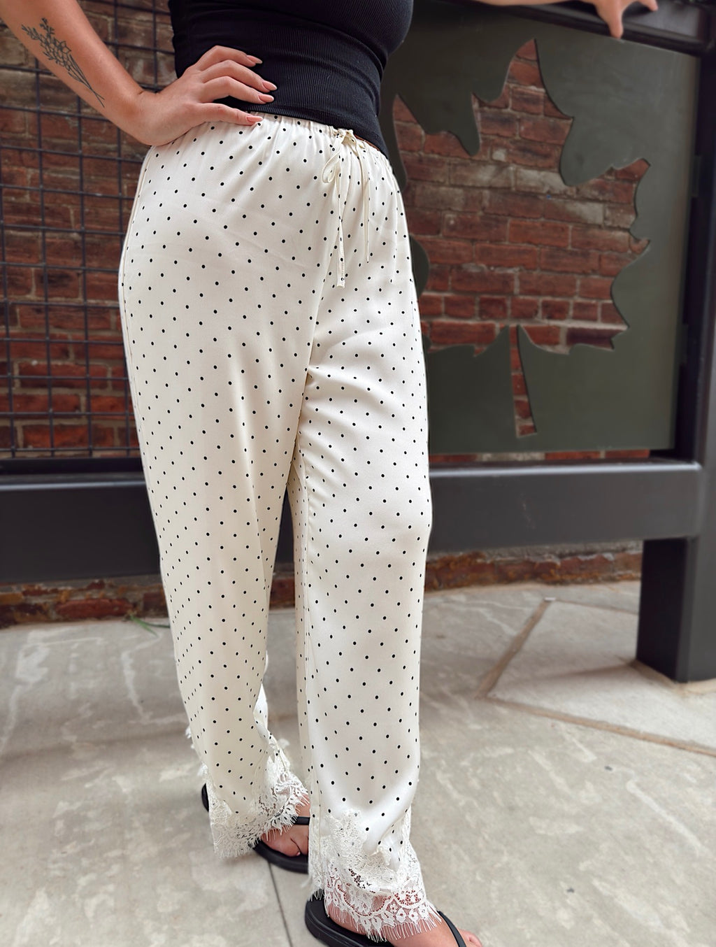 Classic Dot Lace Trim Trousers