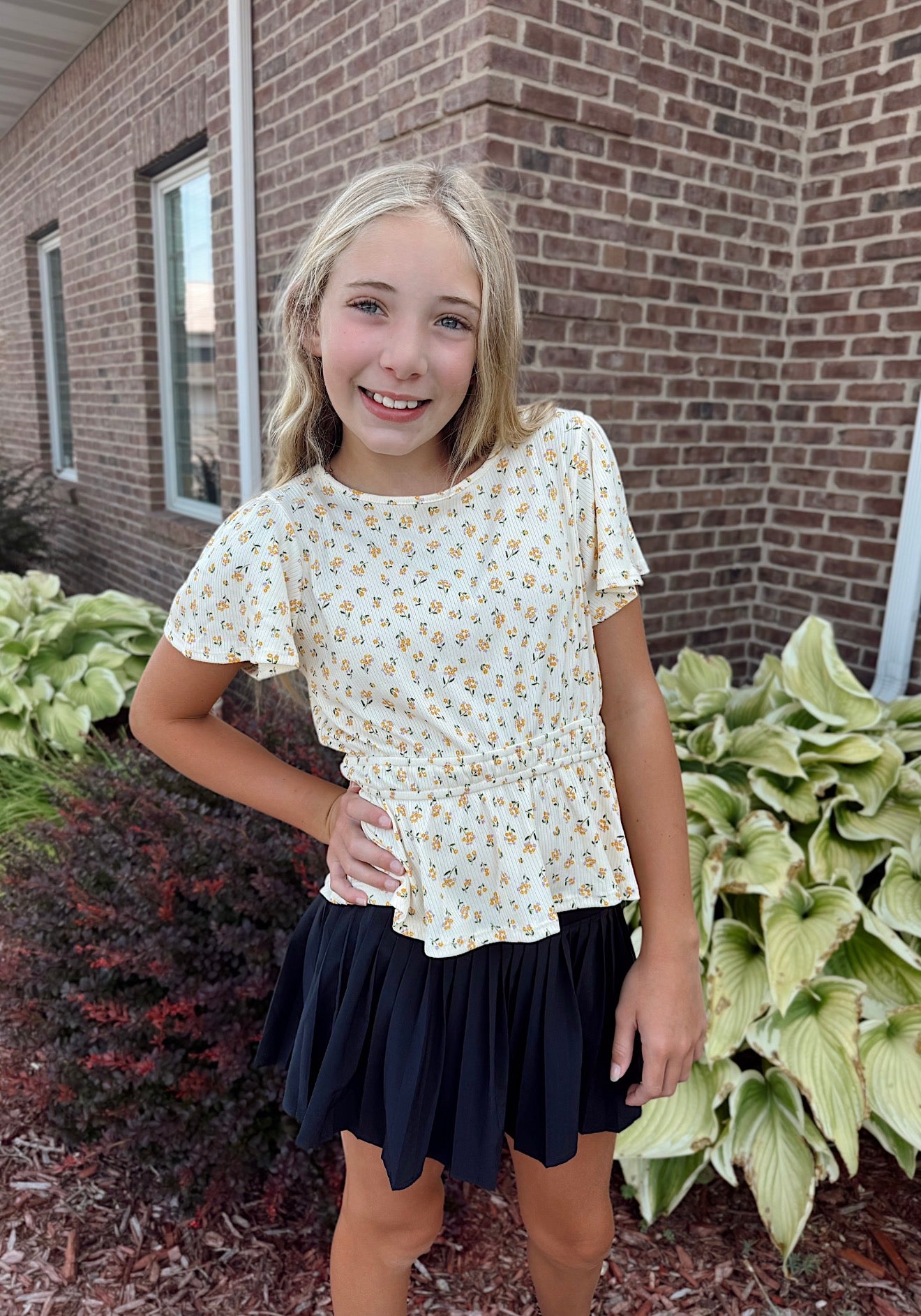 Tween - Flutter Sleeve Peplum Top
