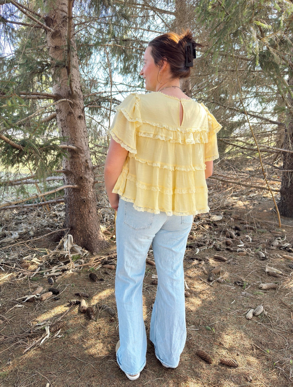 Ruffle Lace Trim Swing Top