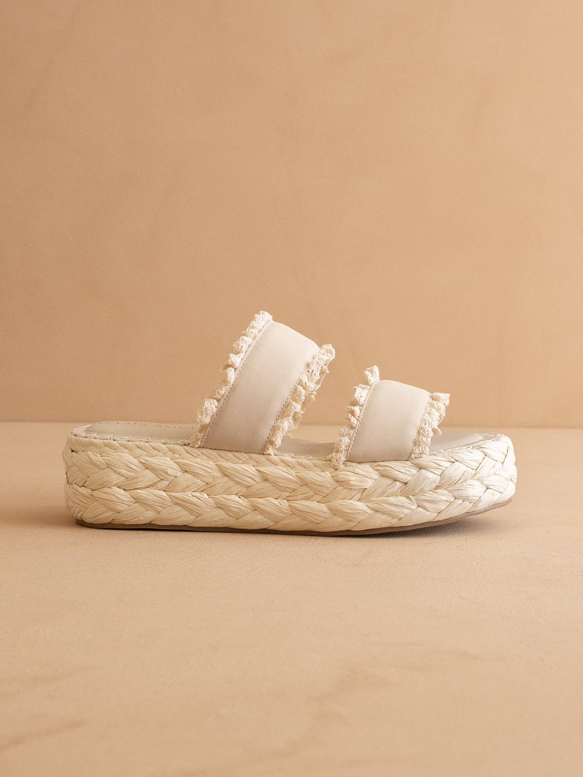 The Polly | Cream Ruffle Strap Platform Sandal