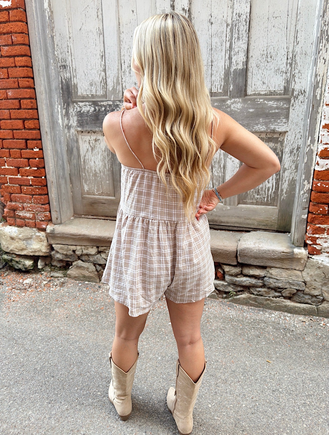 Plaid Pocket Romper