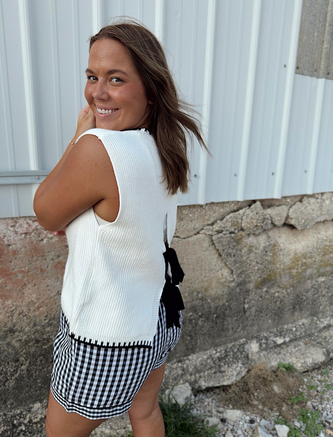 Gingham Smocked Waist Shorts