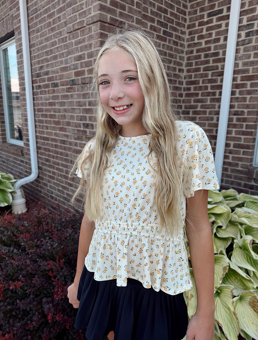 Tween - Flutter Sleeve Peplum Top