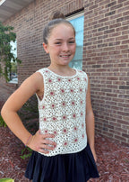 Tween - Floral Crochet Top