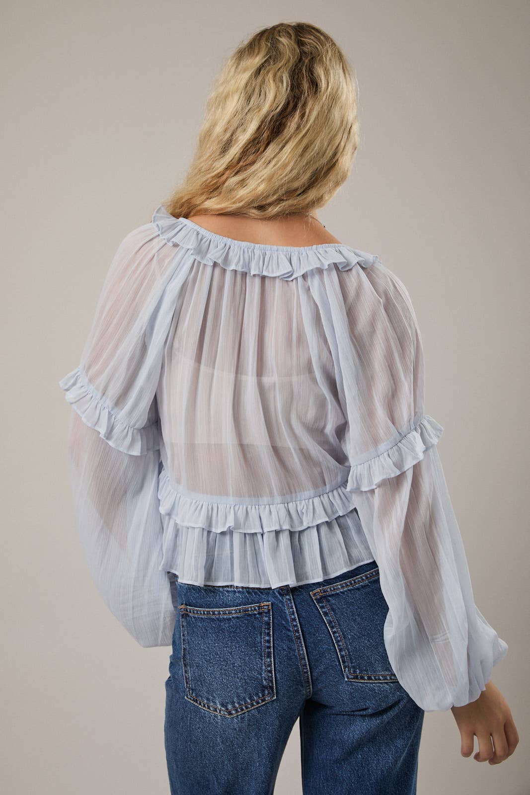 Scoop Neck Ruffle Detail Blouse