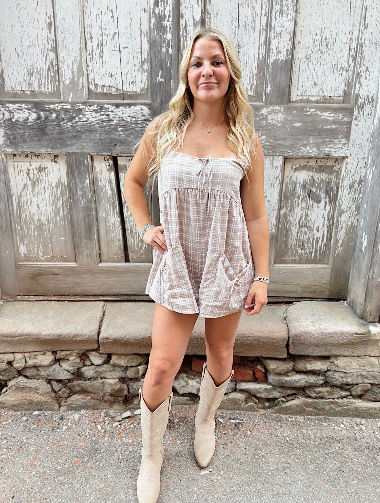 Plaid Pocket Romper