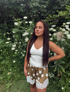Polka Dot Lace Trim Satin Shorts