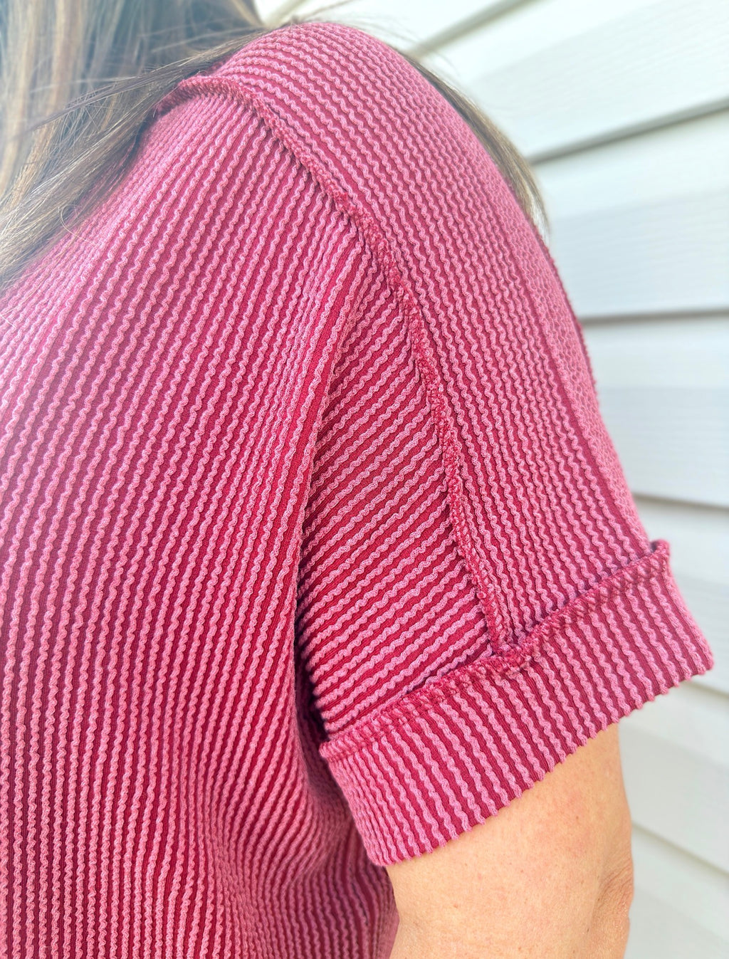 Curvy - Ribbed Cuff Sleeve Top