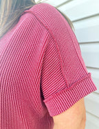 Curvy - Ribbed Cuff Sleeve Top