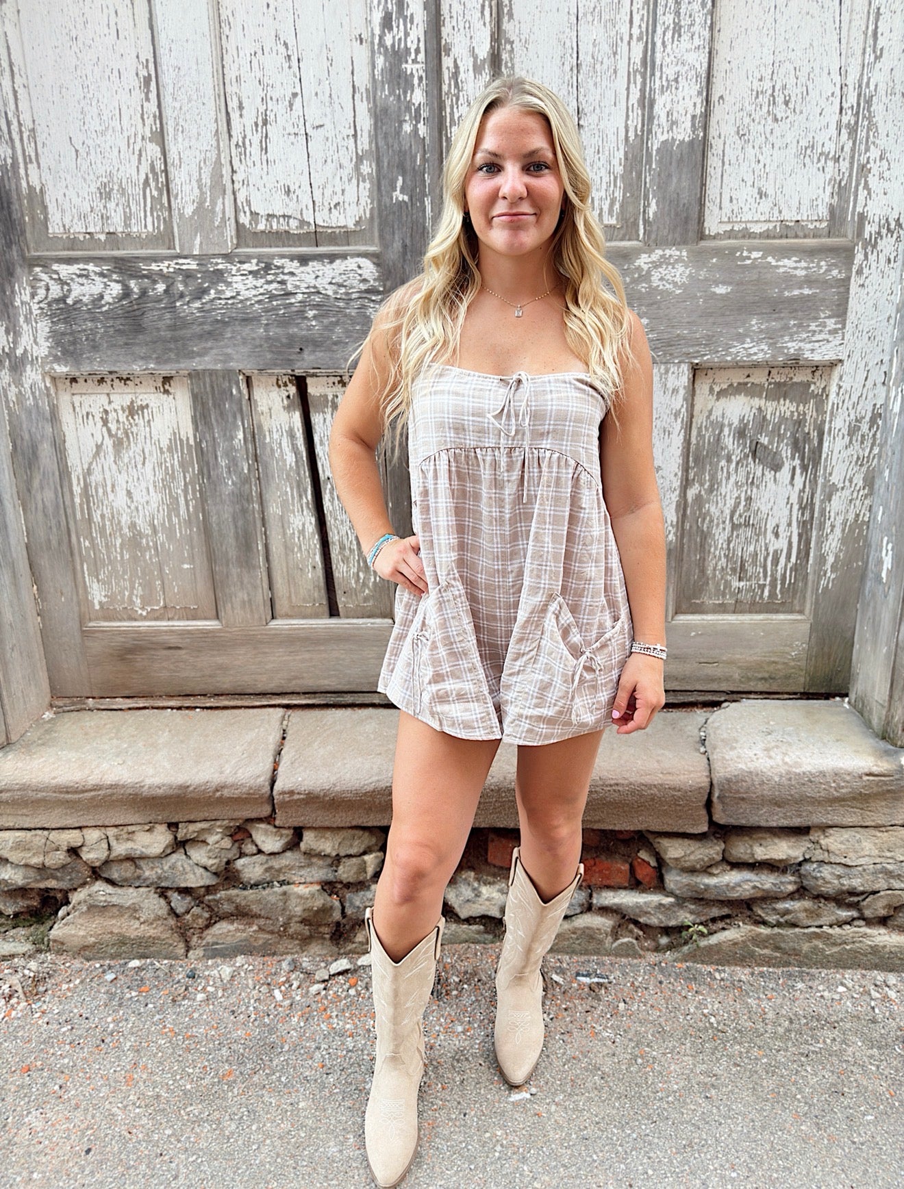 Plaid Pocket Romper