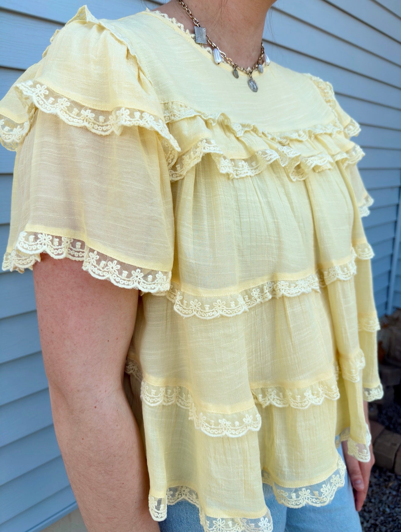 Ruffle Lace Trim Swing Top