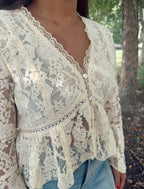 Lace Button-Down Blouse