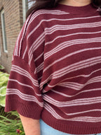 Curvy - Striped Knit Sweater Top
