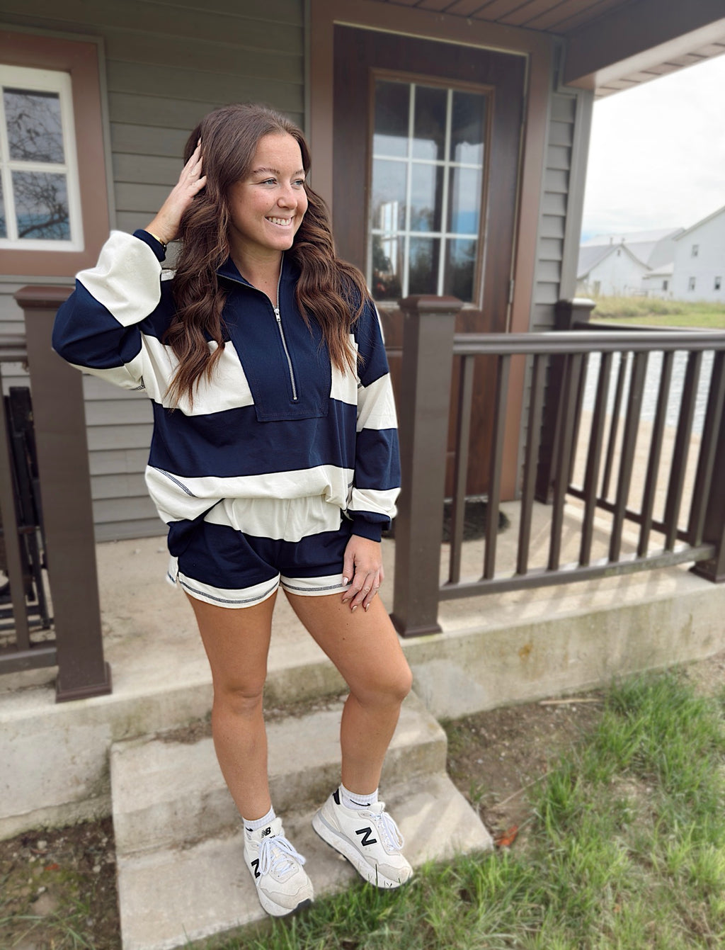 On-the-Go Striped Half-Zip Set