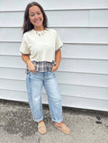 Plaid Peplum Blouse
