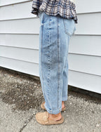 High Rise Crop Barrel Cuffed Jeans