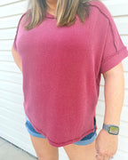 Curvy - Ribbed Cuff Sleeve Top