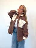 Contrast Belted Shirt Jacket Shacket