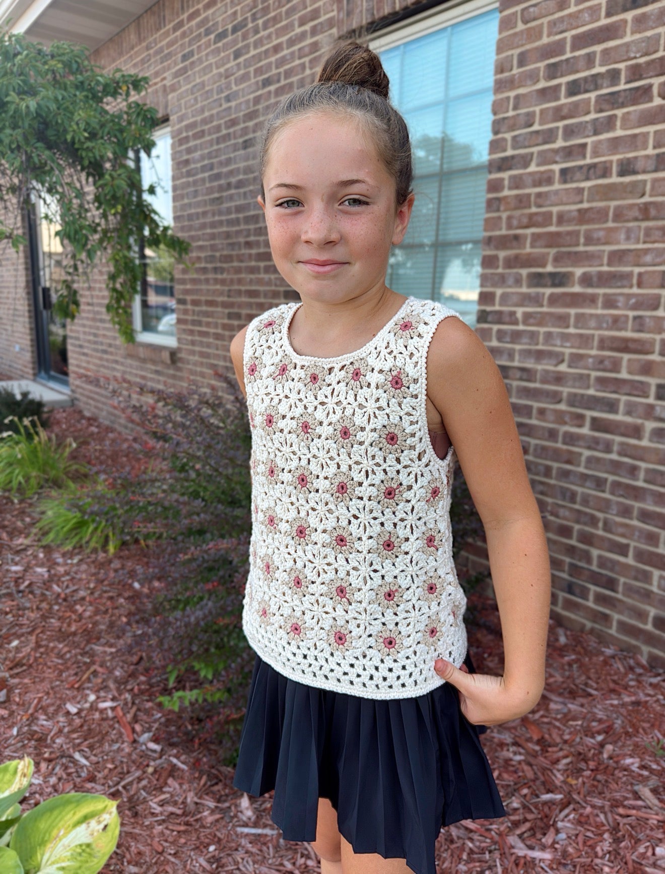 Tween - Floral Crochet Top
