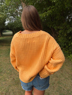 Orange Knit Button Up Cardigan