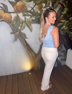Sleeveless High Neck Cowl Back Top