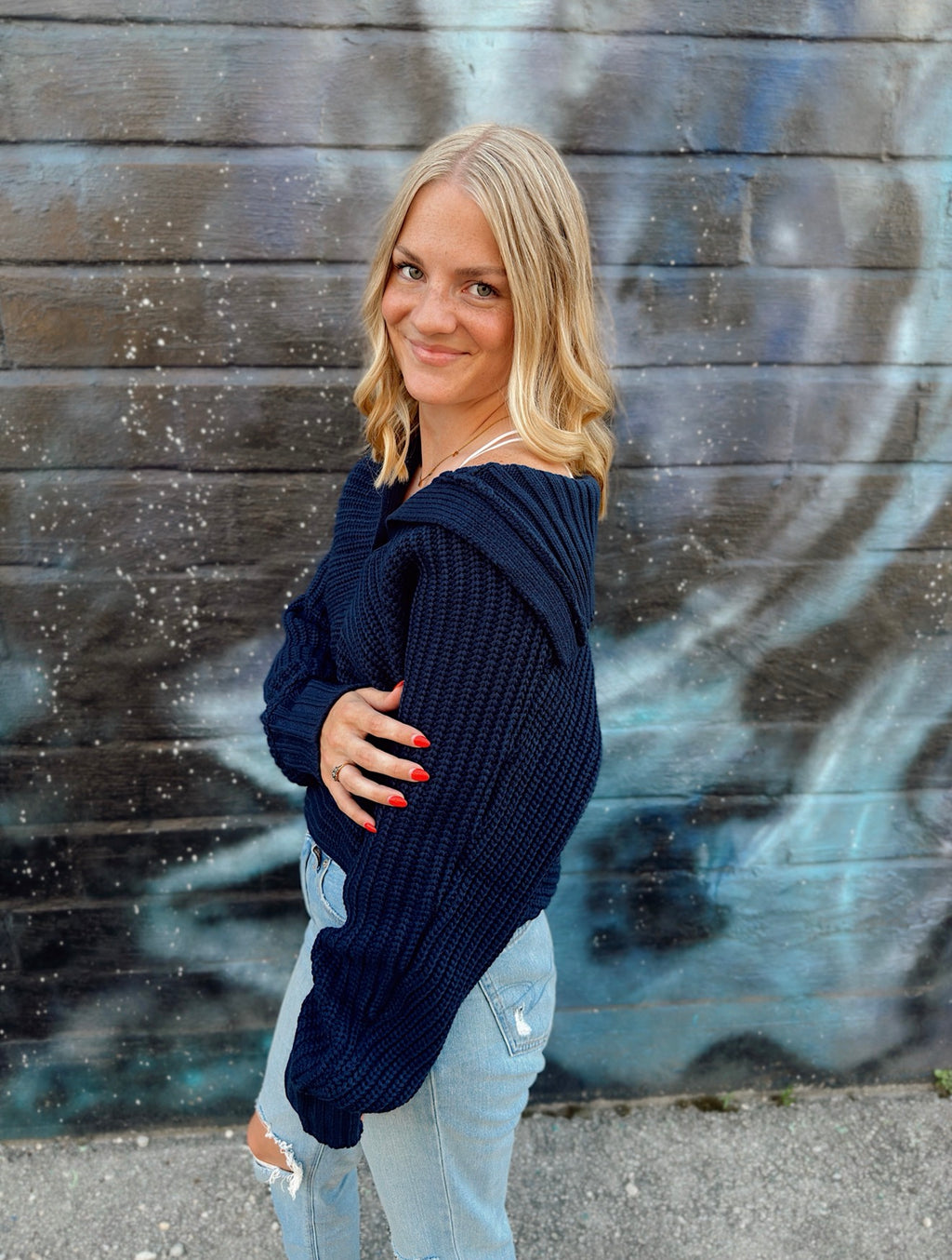 Fall Drama Collar V-Neck Sweater