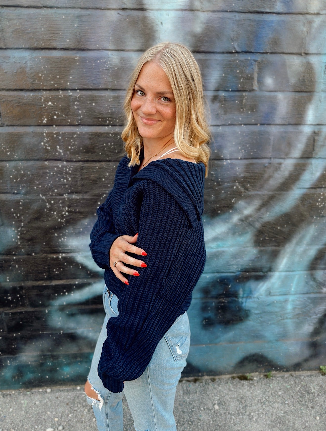 Fall Drama Collar V-Neck Sweater