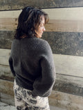 Crossover Ribbed Fuzzy Knit Sweater