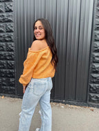 Orange Asymmetrical Shoulder Sweater