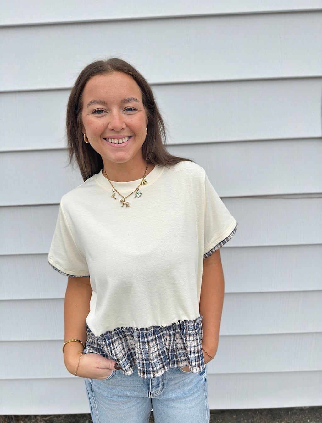 Plaid Peplum Blouse