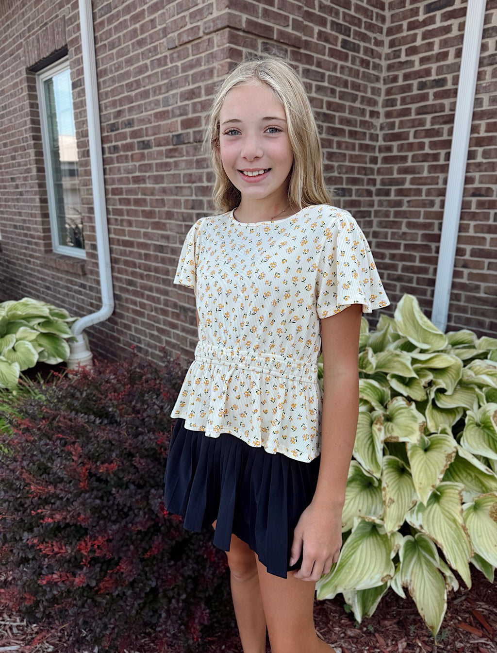 Tween - Flutter Sleeve Peplum Top