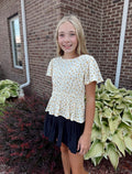 Tween - Flutter Sleeve Peplum Top