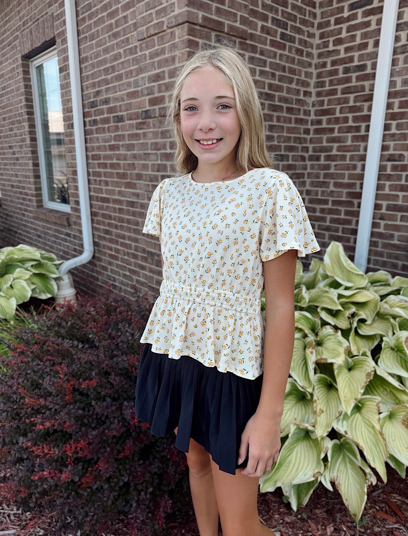 Tween - Flutter Sleeve Peplum Top