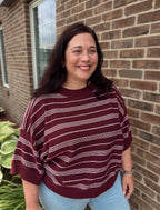 Curvy - Striped Knit Sweater Top