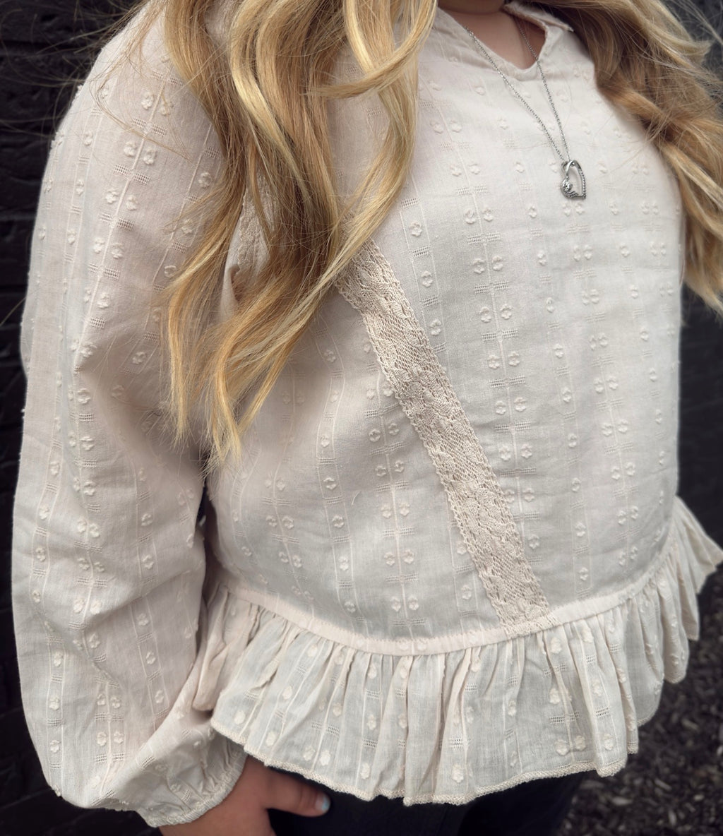 Tween - Sweet Lace Raglan Top
