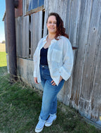 Curvy - Dolman Sleeve Button Down Gauze Shirt