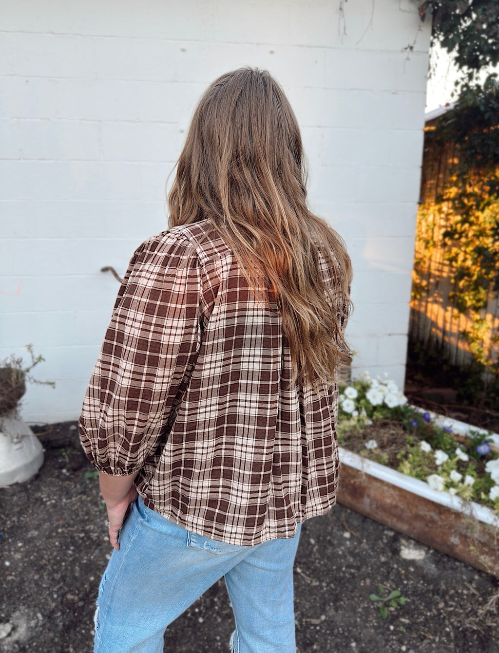 Curvy - Harvest Plaid Button-Up Top