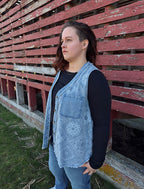 Curvy - Paisley Printed Washed Chambray Top