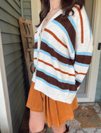 Knit Striped Buttondown Cardigan