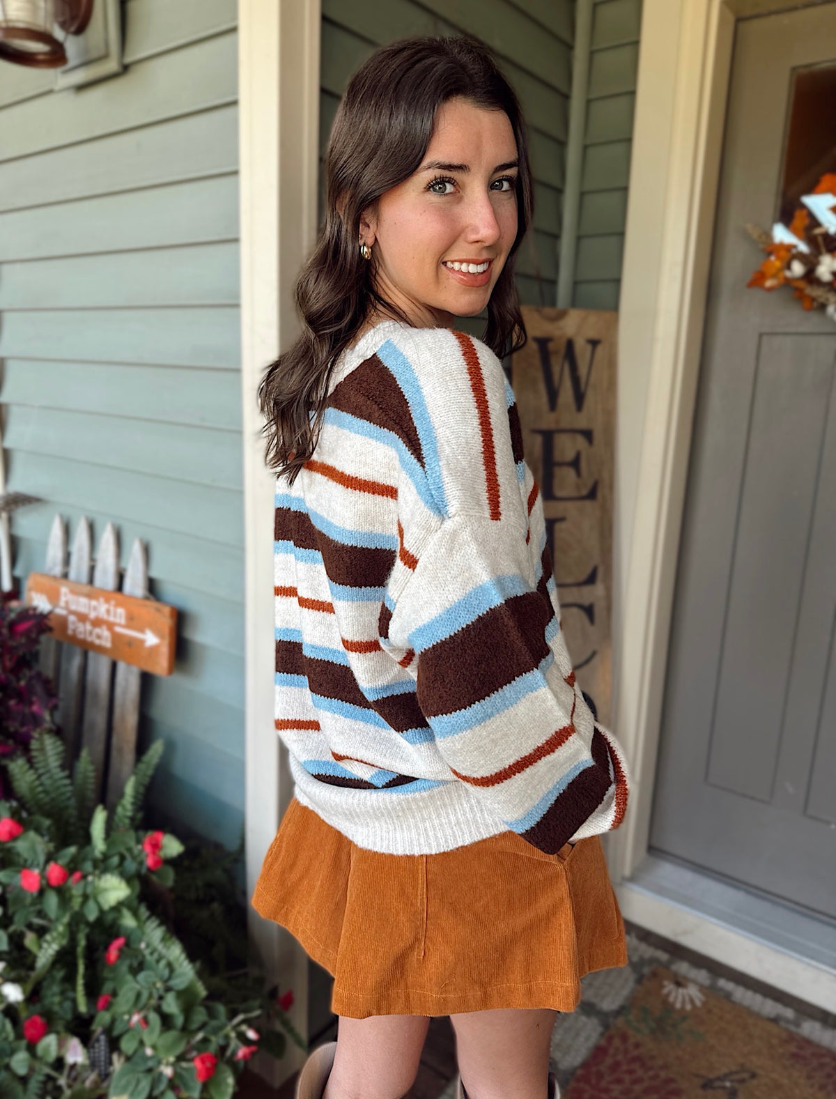 Knit Striped Buttondown Cardigan