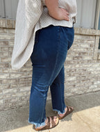 Curvy - Corset Straight Frayed Hem Jeans