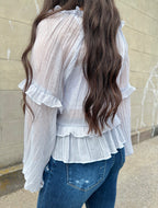 Scoop Neck Ruffle Detail Blouse