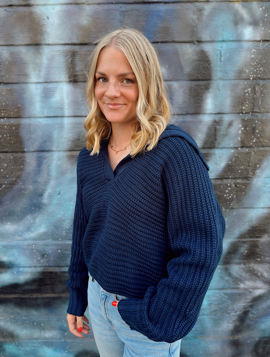 Fall Drama Collar V-Neck Sweater